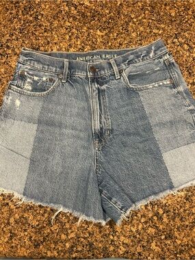 American Eagle Outfitters Two-Tone Blue Patchwork Denim Shorts